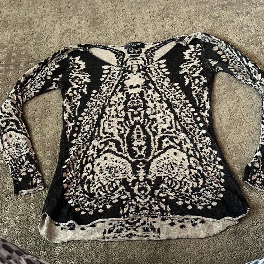 Beulah black, and tan shirt